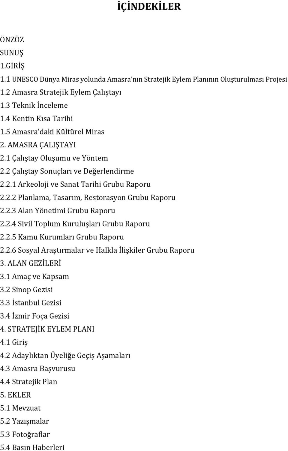 2.3 Alan Yönetimi Grubu Raporu 2.2.4 Sivil Toplum Kuruluşları Grubu Raporu 2.2.5 Kamu Kurumları Grubu Raporu 2.2.6 Sosyal Araştırmalar ve Halkla İlişkiler Grubu Raporu 3. ALAN GEZİLERİ 3.