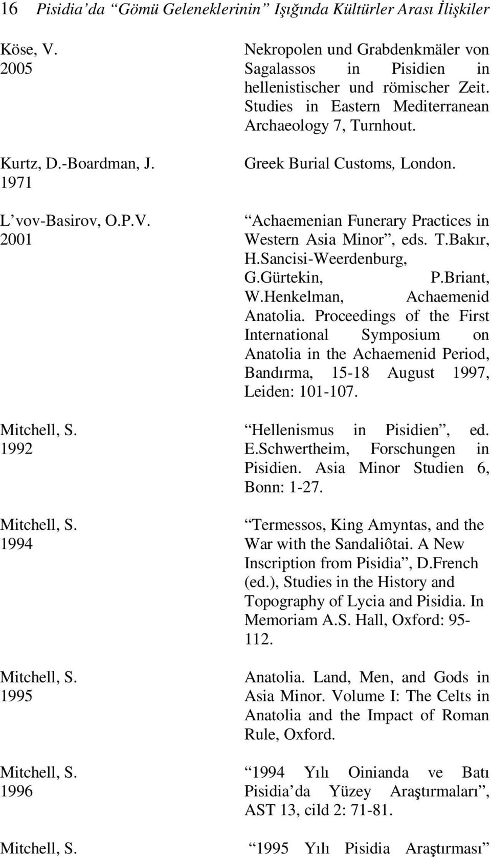 Greek Burial Customs, London. Achaemenian Funerary Practices in Western Asia Minor, eds. T.Bakır, H.Sancisi-Weerdenburg, G.Gürtekin, P.Briant, W.Henkelman, Achaemenid Anatolia.