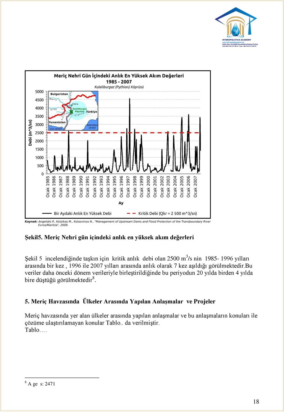 arasında bir kez, 1996 ile 2007 yılları arasında anlık olarak 7 kez aģıldığı görülmektedir.