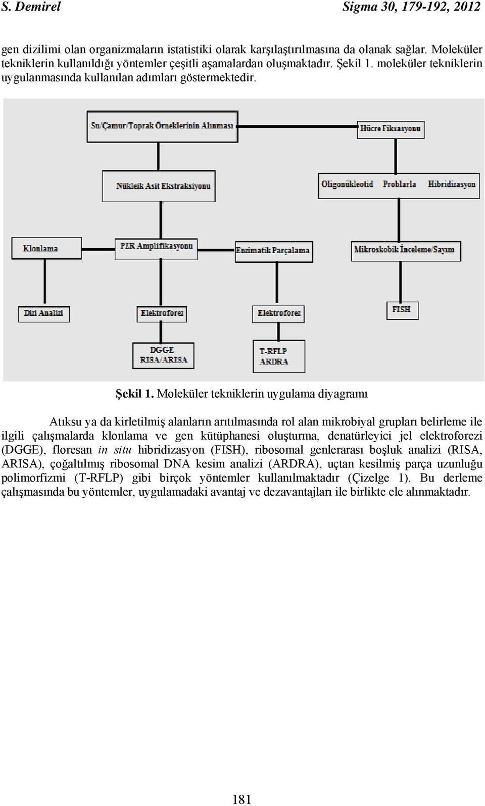 moleküler tekniklerin uygulanmasında kullanılan adımları göstermektedir. Şekil 1.