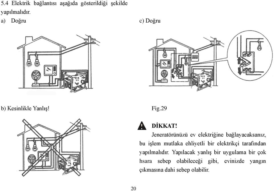 Jeneratörünüzü ev elektriğine bağlayacaksanız, bu işlem mutlaka ehliyetli bir elektrikçi