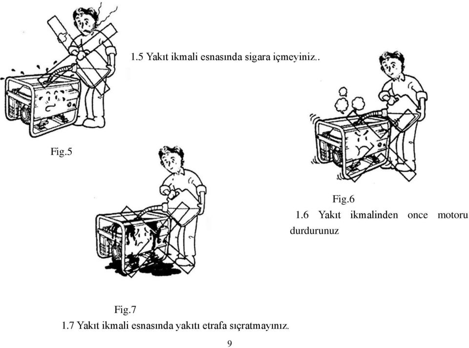 6 Yakıt ikmalinden once motoru durdurunuz