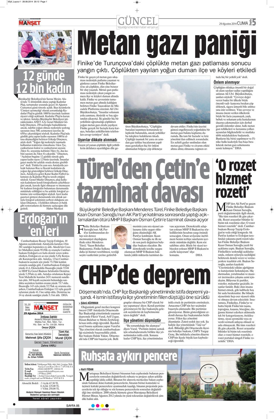 Çöplükten yayılan yoğun duman ilçe ve köyleri etkiledi 12 günde 12 bin kadın Büyükşehir Belediyesi'nin Sarısu Mesire Alanı'nda 72 dönümlük alana yaptığı Kadınlar Plajı, tartışmalar arasında geçen 16