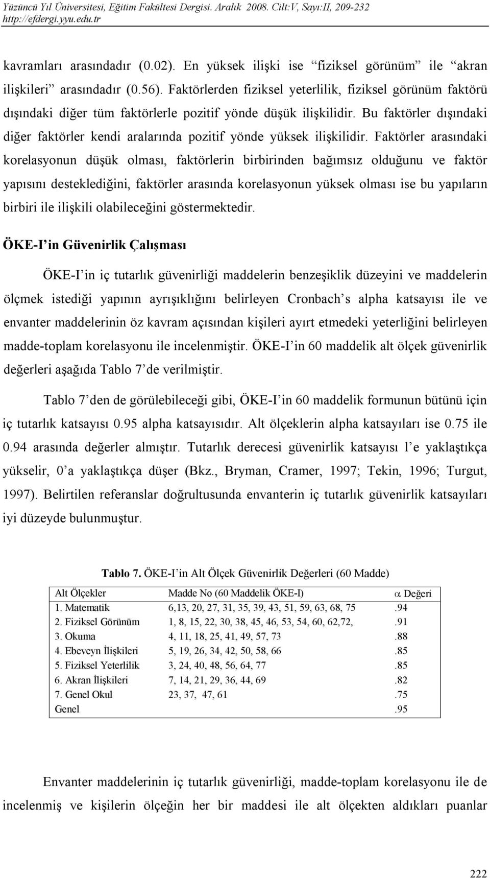 Bu faktörler dışındaki diğer faktörler kendi aralarında pozitif yönde yüksek ilişkilidir.