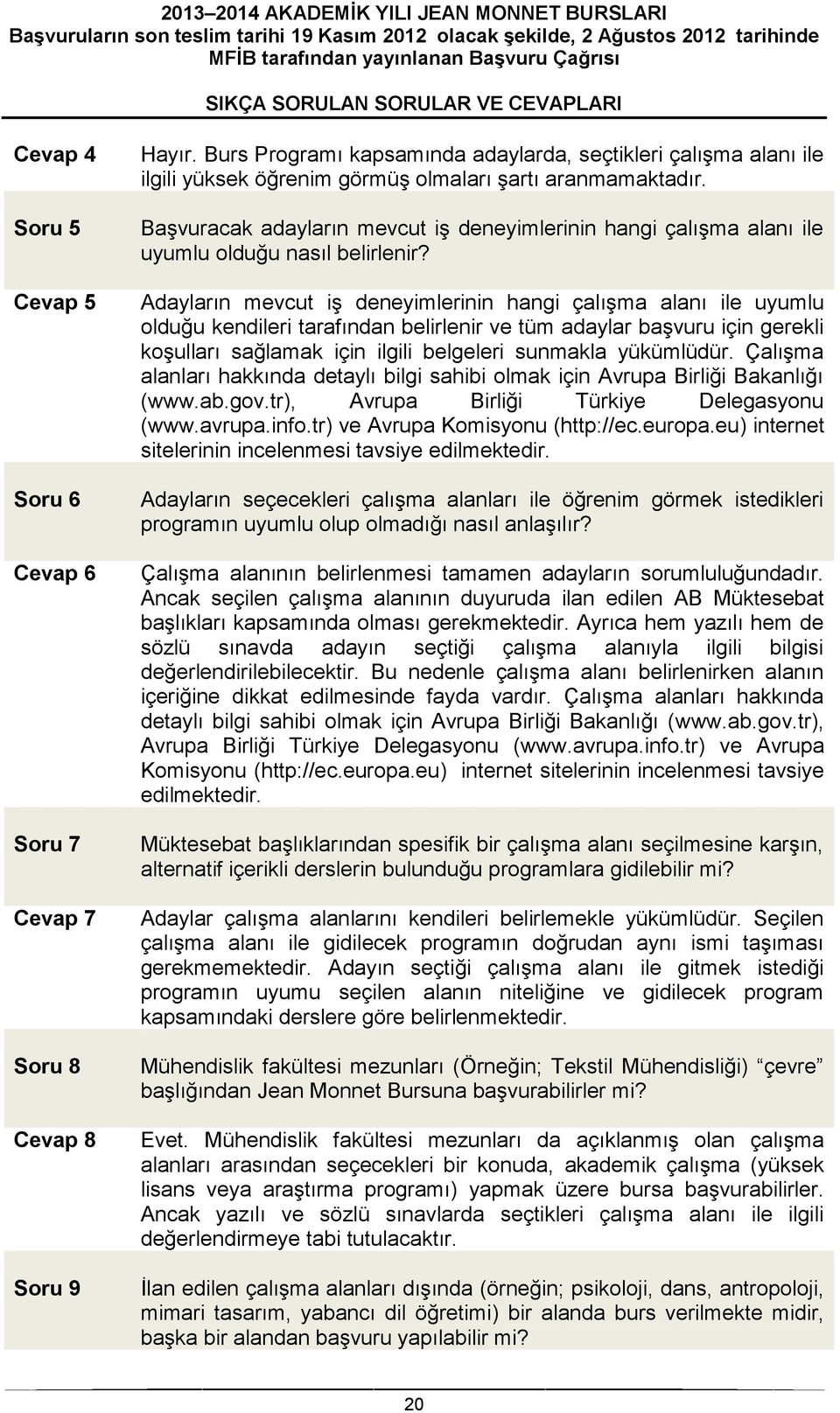 Başvuracak adayların mevcut iş deneyimlerinin hangi çalışma alanı ile uyumlu olduğu nasıl belirlenir?