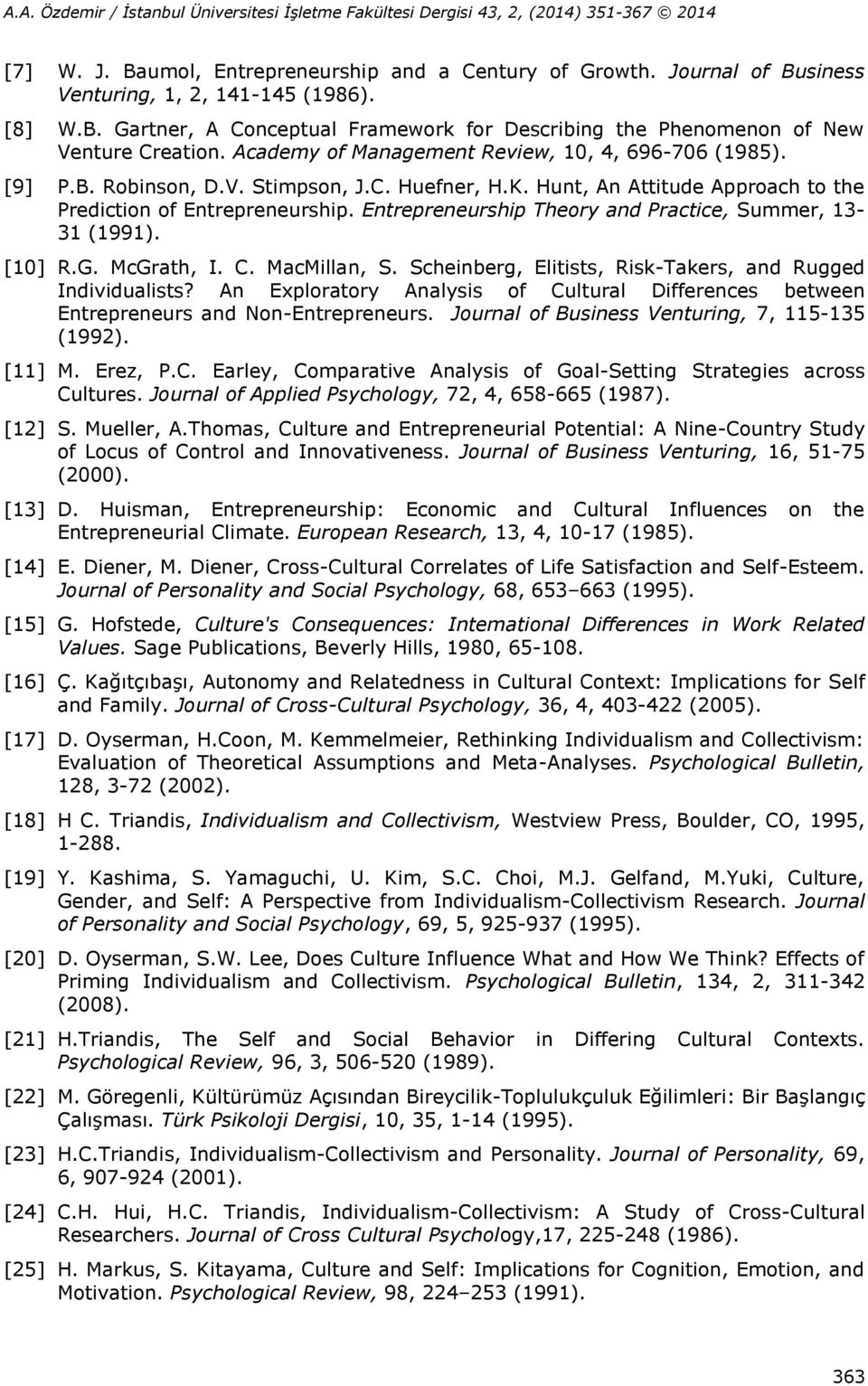 Entrepreneurship Theory and Practice, Summer, 13-31 (1991). [10] R.G. McGrath, I. C. MacMillan, S. Scheinberg, Elitists, Risk-Takers, and Rugged Individualists?