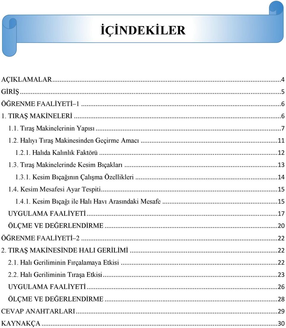 .. 15 UYGULAMA FAALİYETİ... 17 ÖLÇME VE DEĞERLENDİRME... 20 ÖĞRENME FAALİYETİ 2... 22 2. TIRAŞ MAKİNESİNDE HALI GERİLİMİ... 22 2.1. Halı Geriliminin Fırçalamaya Etkisi... 22 2.2. Halı Geriliminin Tıraşa Etkisi.