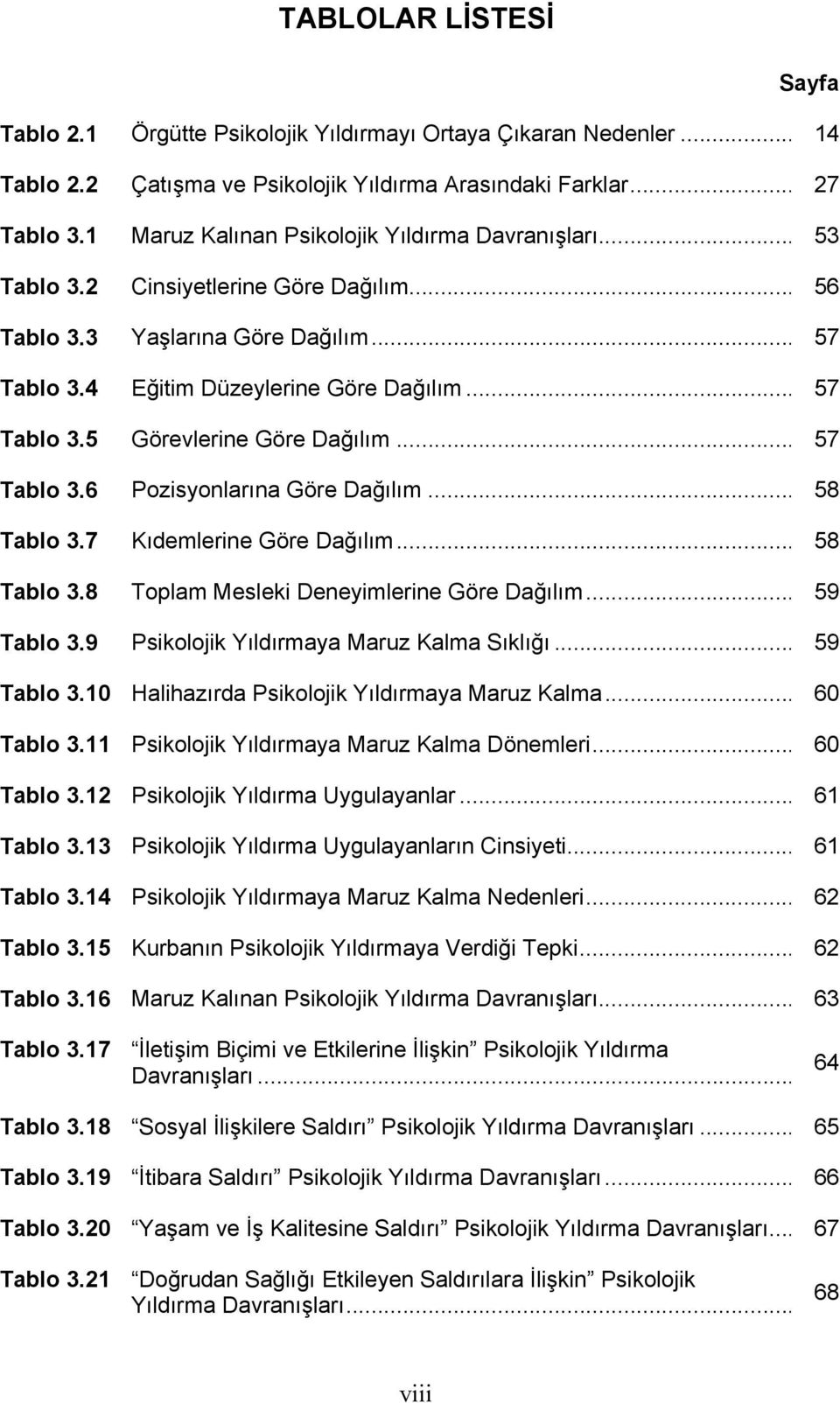 .. 57 Tablo 3.6 Pozisyonlarına Göre Dağılım... 58 Tablo 3.7 Kıdemlerine Göre Dağılım... 58 Tablo 3.8 Toplam Mesleki Deneyimlerine Göre Dağılım... 59 Tablo 3.