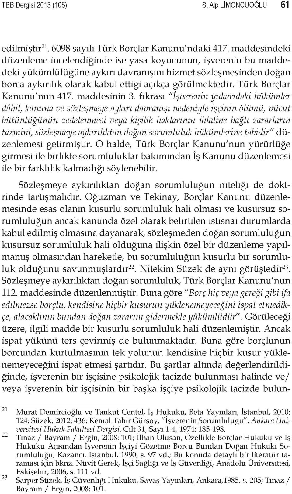Türk Borçlar Kanunu nun 417. maddesinin 3.