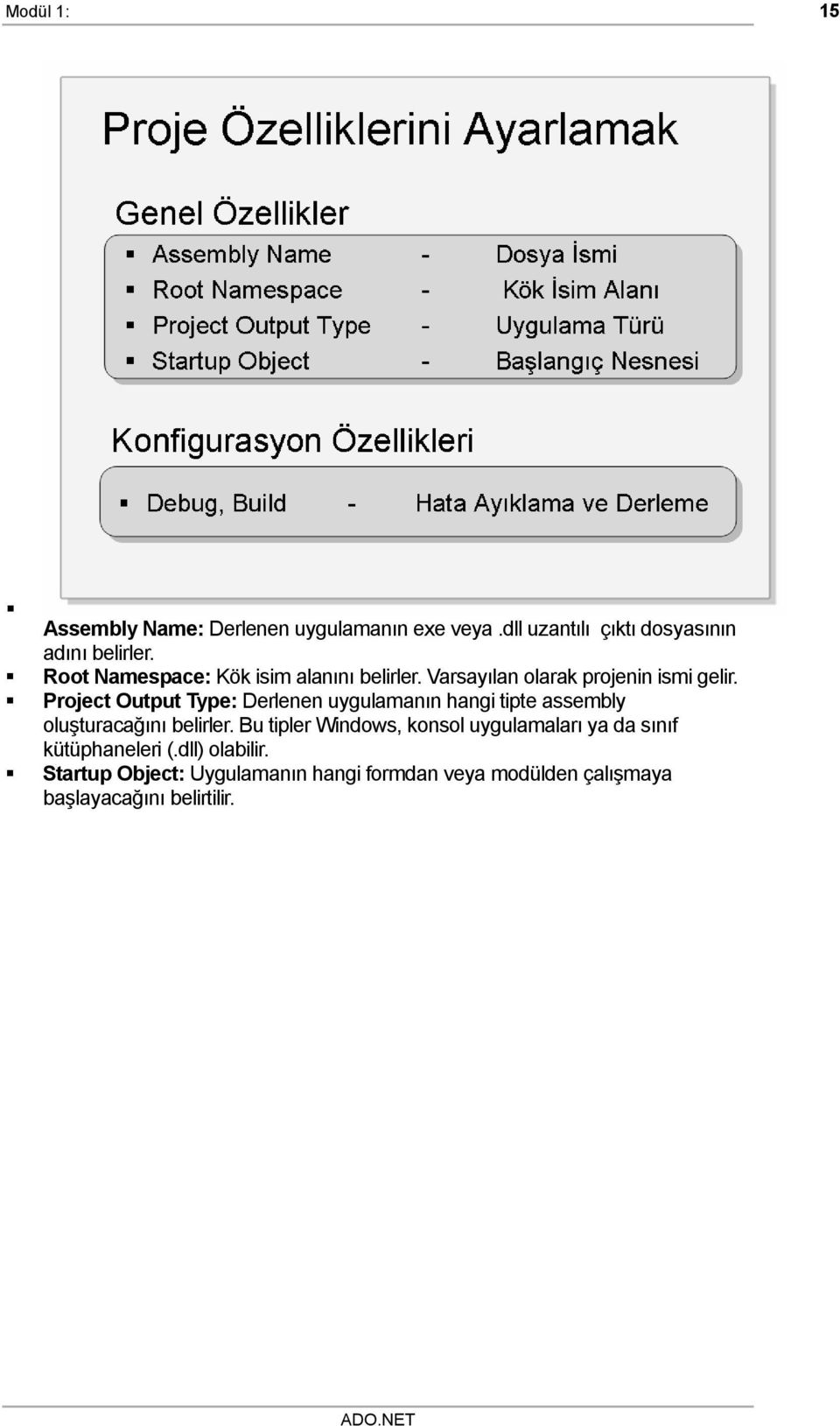 Project Output Type: Derlenen uygulamanın hangi tipte assembly oluşturacağını belirler.