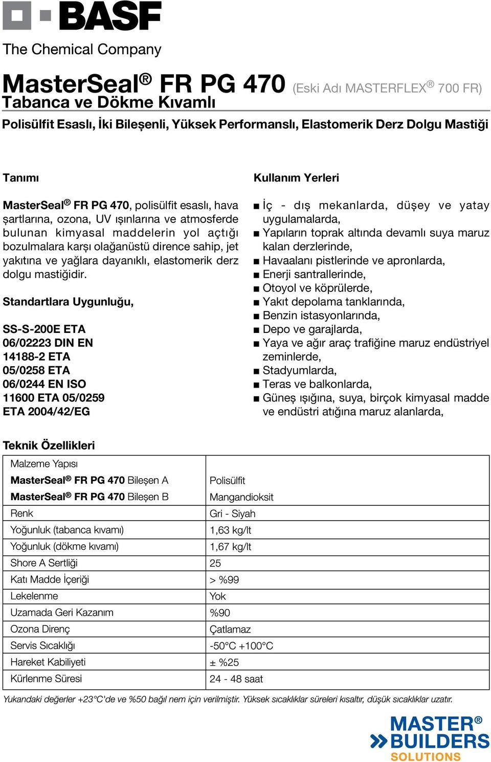 Standartlara Uygunluğu, SS-S-200E ETA 06/02223 DIN EN 14188-2 ETA 05/0258 ETA 06/0244 EN ISO 11600 ETA 05/0259 ETA 2004/42/EG Kullanım Yerleri İç - dıș mekanlarda, düșey ve yatay uygulamalarda,