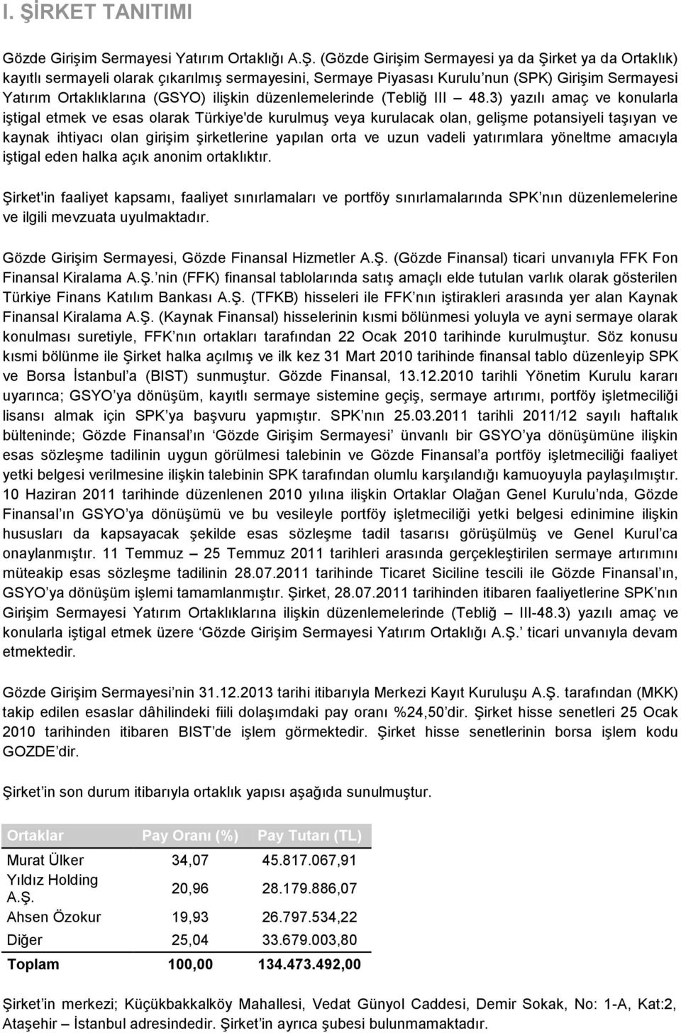 3) yazılı amaç ve konularla iştigal etmek ve esas olarak Türkiye'de kurulmuş veya kurulacak olan, gelişme potansiyeli taşıyan ve kaynak ihtiyacı olan girişim şirketlerine yapılan orta ve uzun vadeli