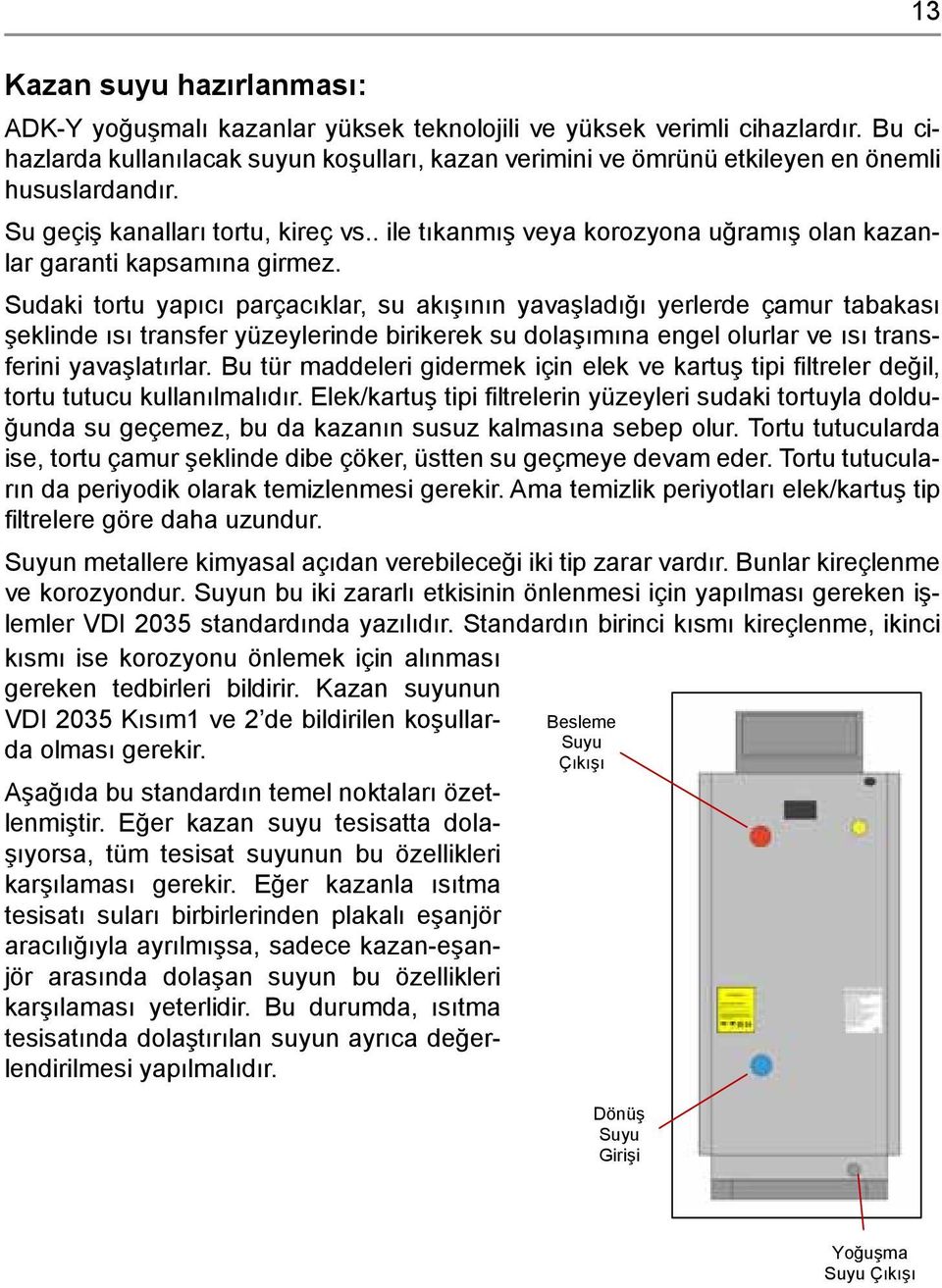 . ile tıkanmış veya korozyona uğramış olan kazanlar garanti kapsamına girmez.