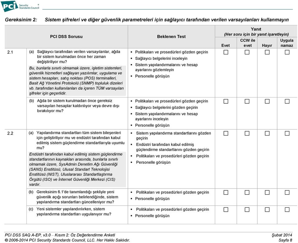 Bu, bunlarla sınırlı olmamak üzere, işletim sistemleri, güvenlik hizmetleri sağlayan yazılımlar, uygulama ve sistem hesapları, satış noktası (POS) terminalleri, Basit Ağ Yönetimi Protokolü (SNMP)