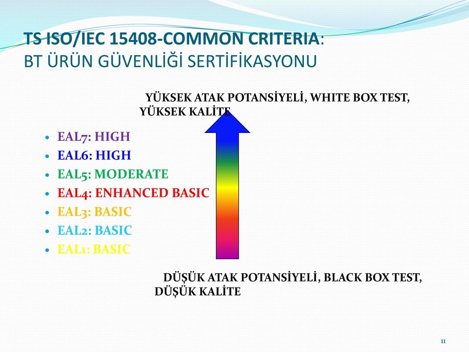 BASIC EAL2: BASIC EAL1: BASIC YÜKSEK ATAK POTANSİYELİ, WHITE BOX