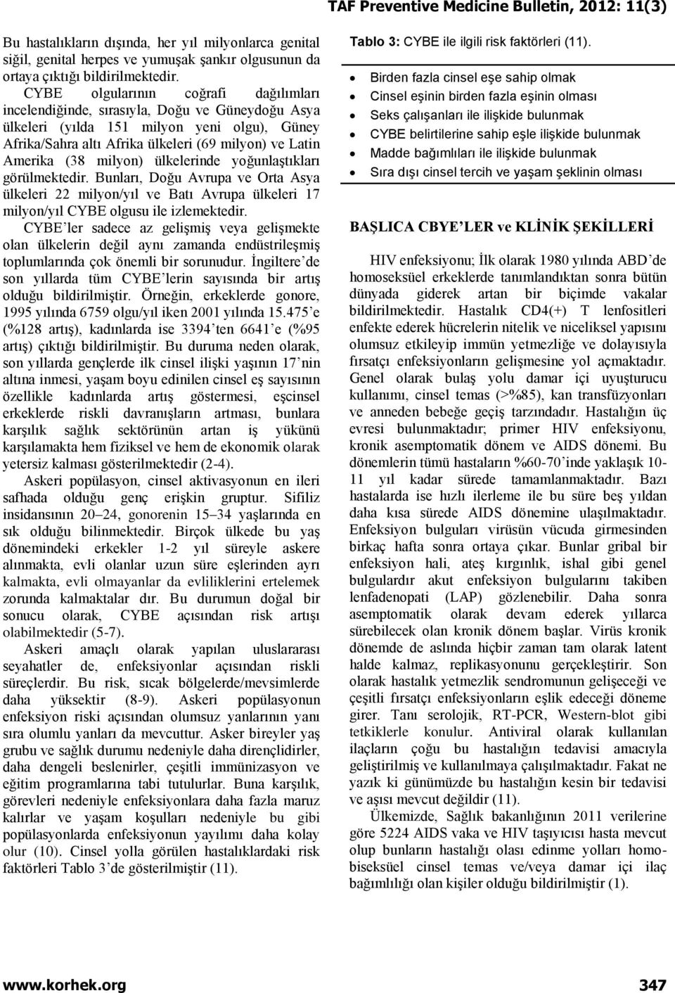 milyon) ülkelerinde yoğunlaştıkları görülmektedir. Bunları, Doğu Avrupa ve Orta Asya ülkeleri 22 milyon/yıl ve Batı Avrupa ülkeleri 17 milyon/yıl CYBE olgusu ile izlemektedir.