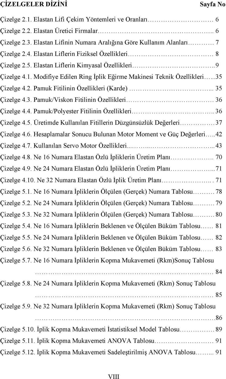 Modifiye Edilen Ring İplik Eğirme Makinesi Teknik Özellikleri...35 Çizelge 4.2. Pamuk Fitilinin Özellikleri (Karde)... 35 Çizelge 4.3. Pamuk/Viskon Fitilinin Özellikleri. 36 Çizelge 4.4. Pamuk/Polyester Fitilinin Özellikleri.