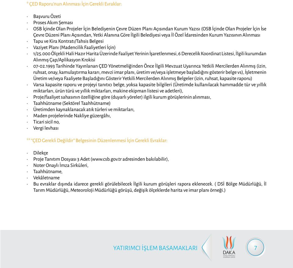 1/25.000 Ölçekli Hali Hazır Harita Üzerinde Faaliyet Yerinin İşaretlenmesi, 6 Derecelik Koordinat Listesi, İlgili kurumdan Alınmış Çap/Aplikasyon Krokisi 07-02.