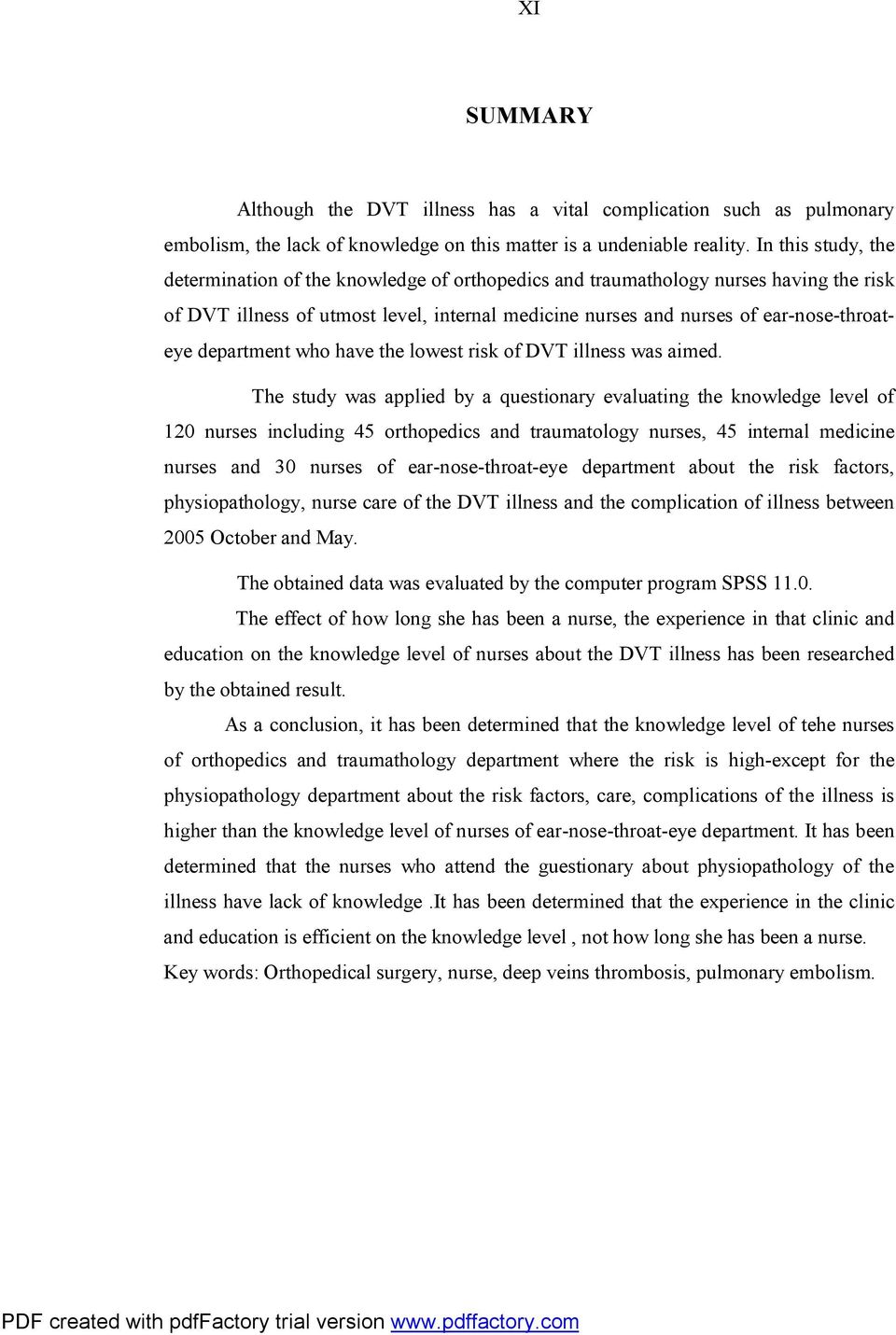 department who have the lowest risk of DVT illness was aimed.