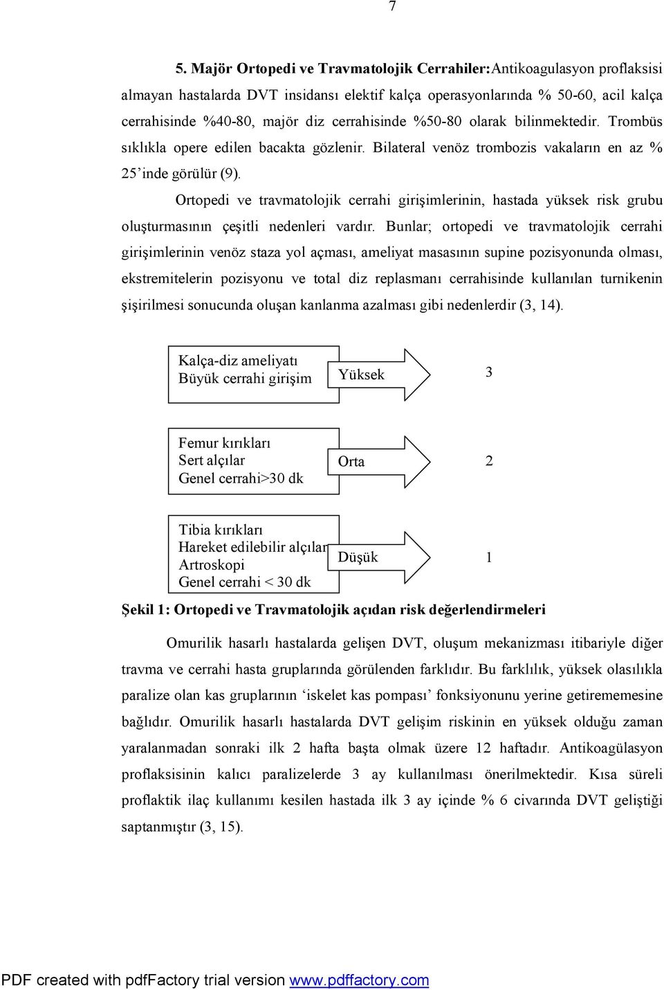 Ortopedi ve travmatolojik cerrahi girişimlerinin, hastada yüksek risk grubu oluşturmasının çeşitli nedenleri vardır.