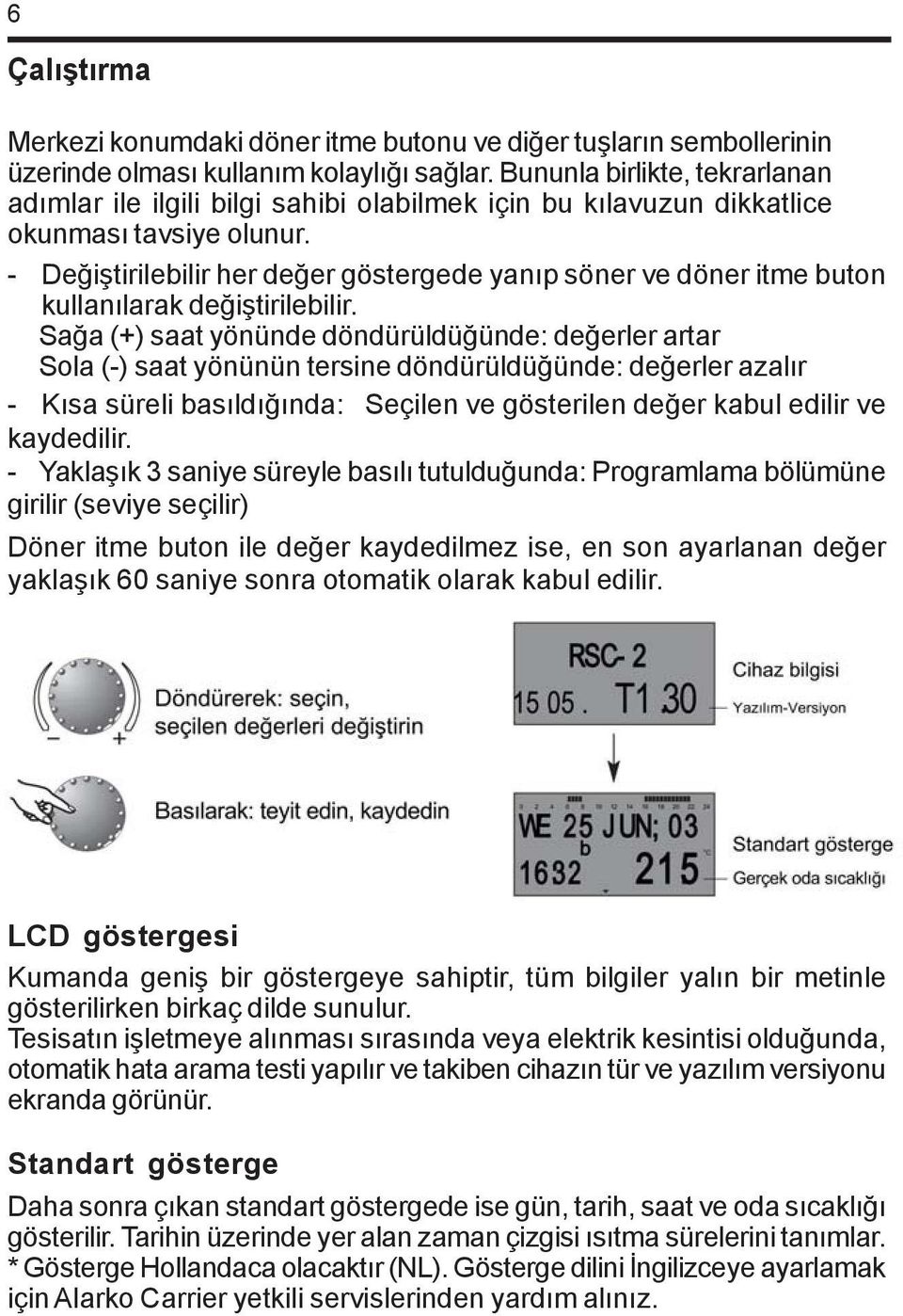 - Deðiþtirilebilir her deðer göstergede yanýp söner ve döner itme buton kullanýlarak deðiþtirilebilir.