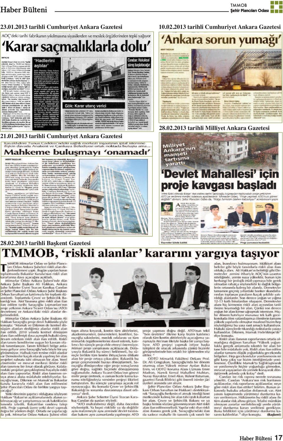 2013 tarihli Cumhuriyet Ankara Gazetesi 21.01.2013 tarihli Cumhuriyet Ankara Gazetesi 28.