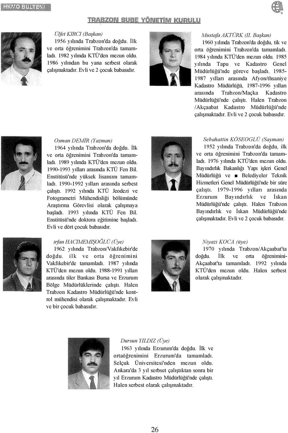 1985-1987 yılları arasında Afyon/thsaniye Kadastro Müdürlüğü, 1987-1996 yılları arasında Trabzon/Maçka Kadastro Müdürlüğü'nde çalıştı.