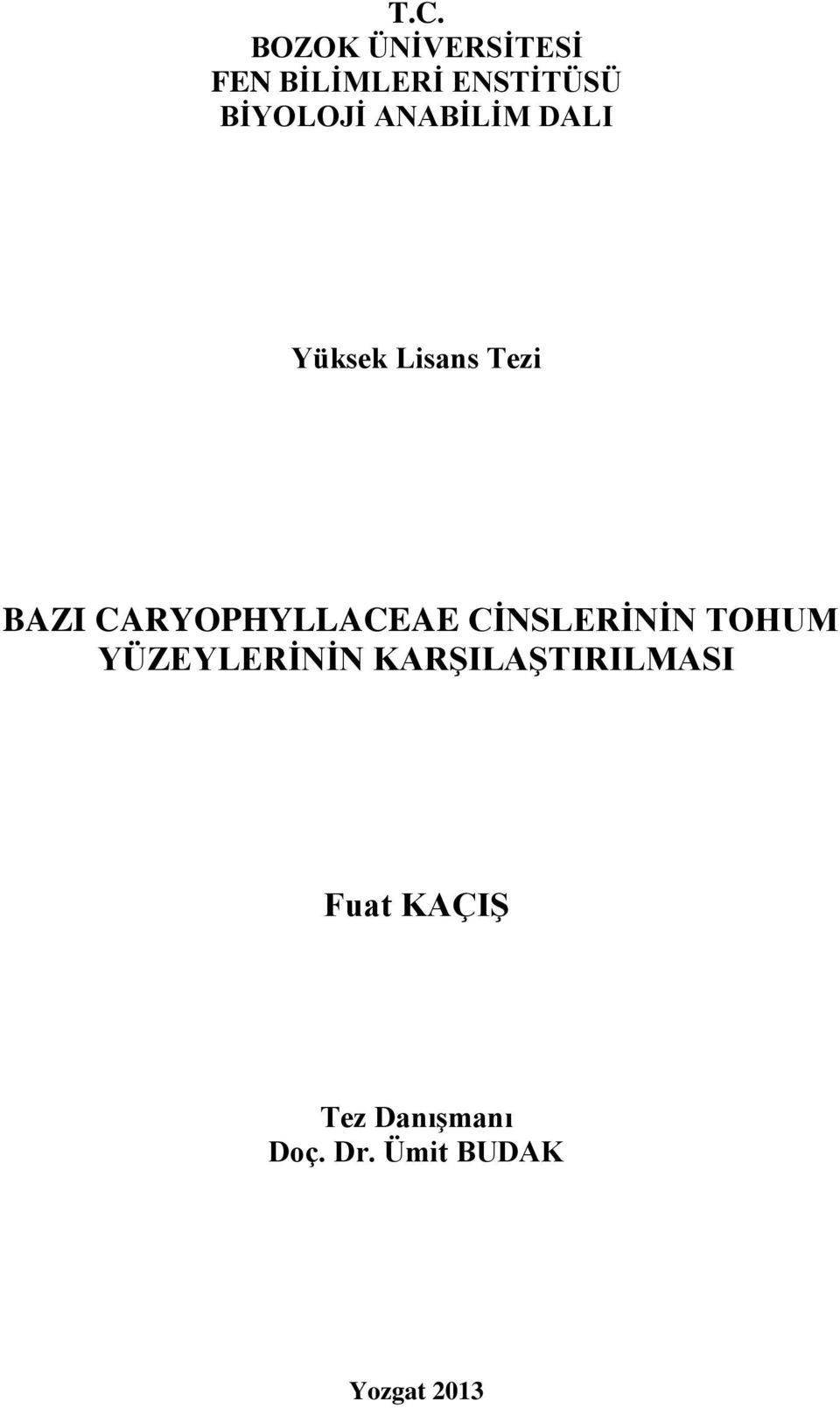 CARYOPHYLLACEAE CİNSLERİNİN TOHUM YÜZEYLERİNİN