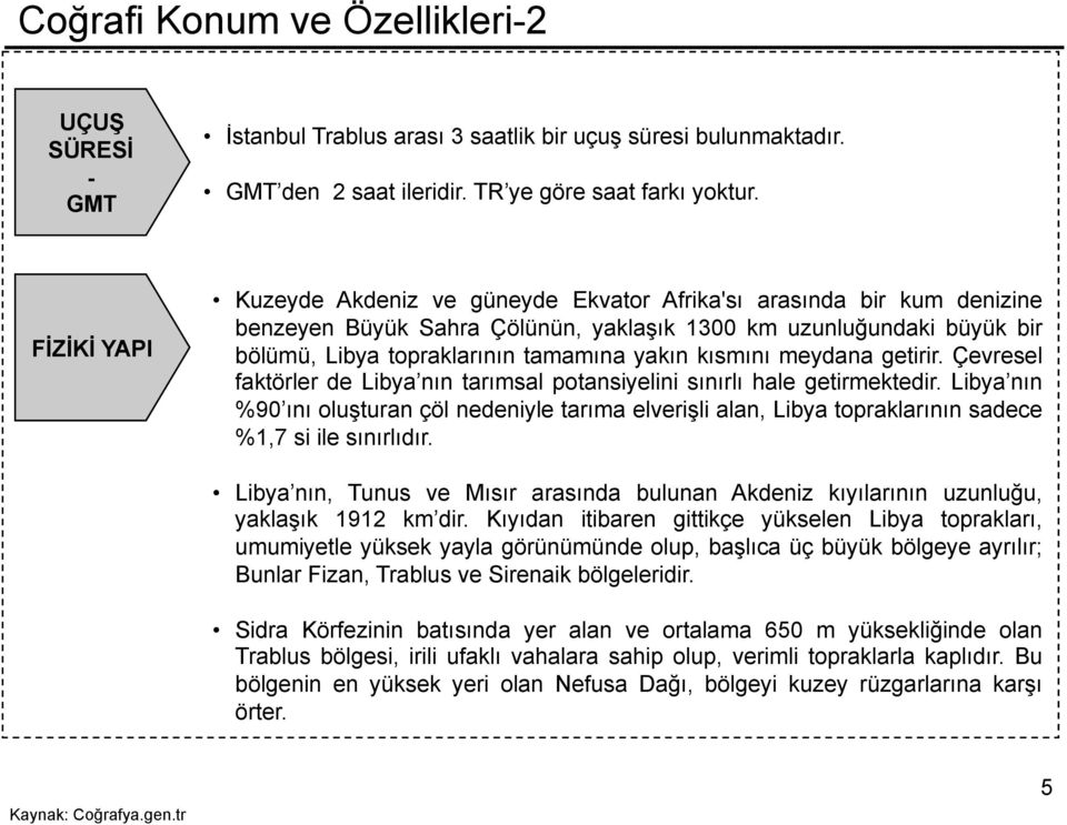 kısmını meydana getirir. Çevresel faktörler de Libya nın tarımsal potansiyelini sınırlı hale getirmektedir.