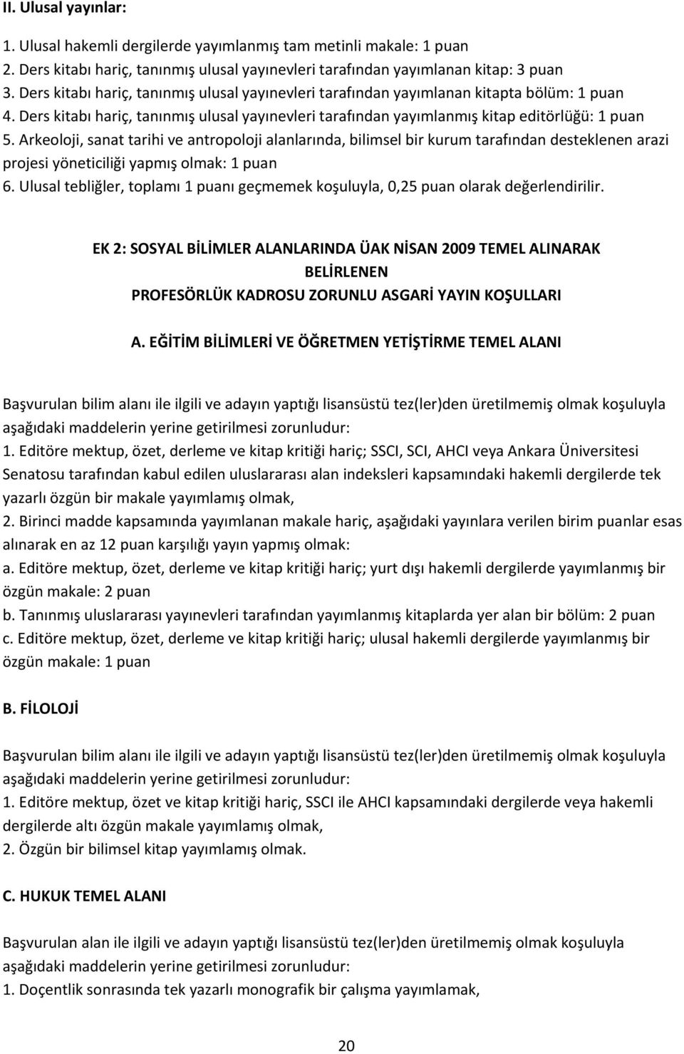 Arkeoloji, sanat tarihi ve antropoloji alanlarında, bilimsel bir kurum tarafından desteklenen arazi projesi yöneticiliği yapmış olmak: 1 puan 6.