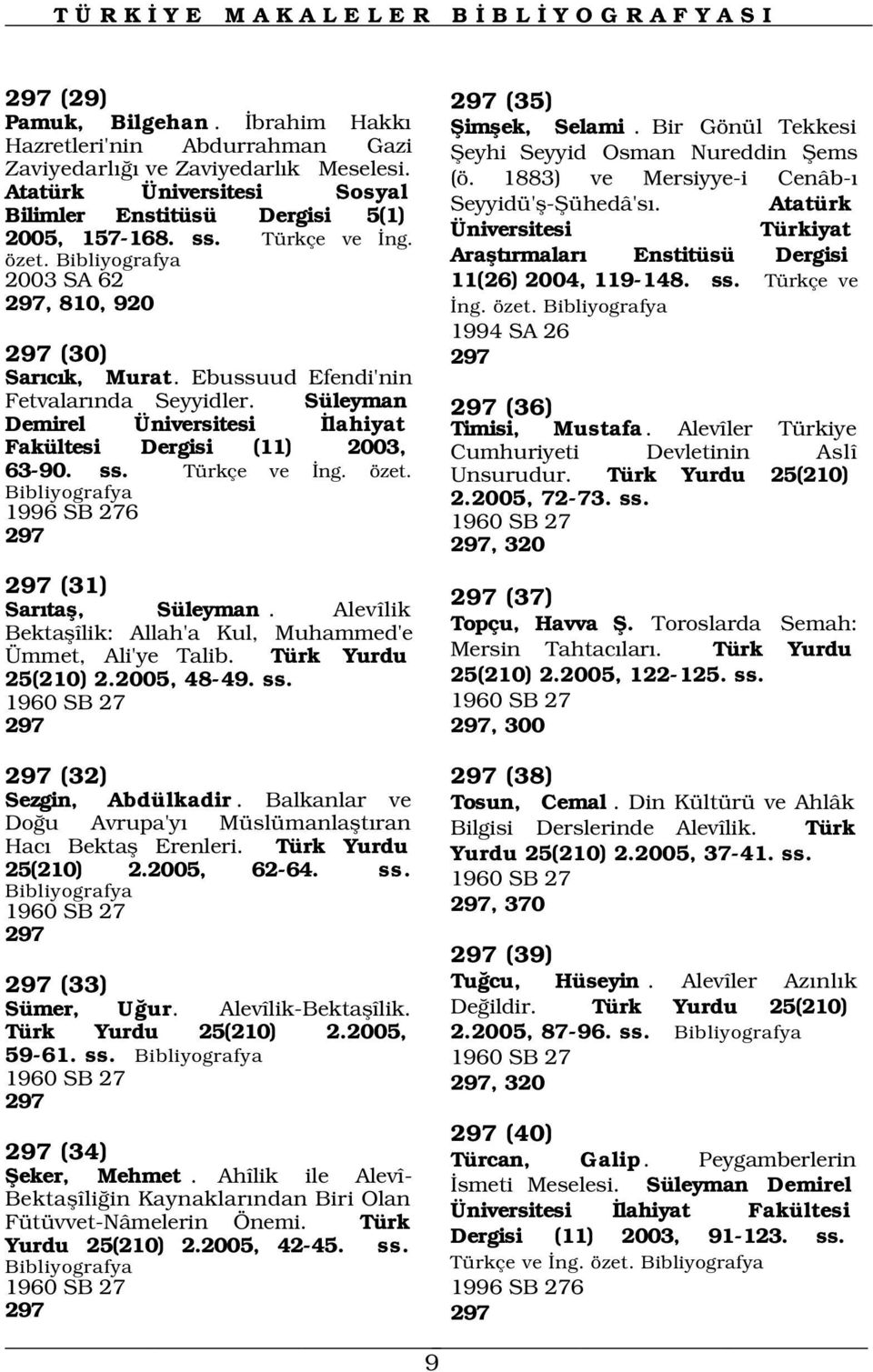 Süleyman Demirel Üniversitesi lahiyat Fakültesi Dergisi (11) 2003, 63-90. ss. Türkçe ve ng. özet. 1996 SB 276 297 297 (31) Sar tafl, Süleyman.