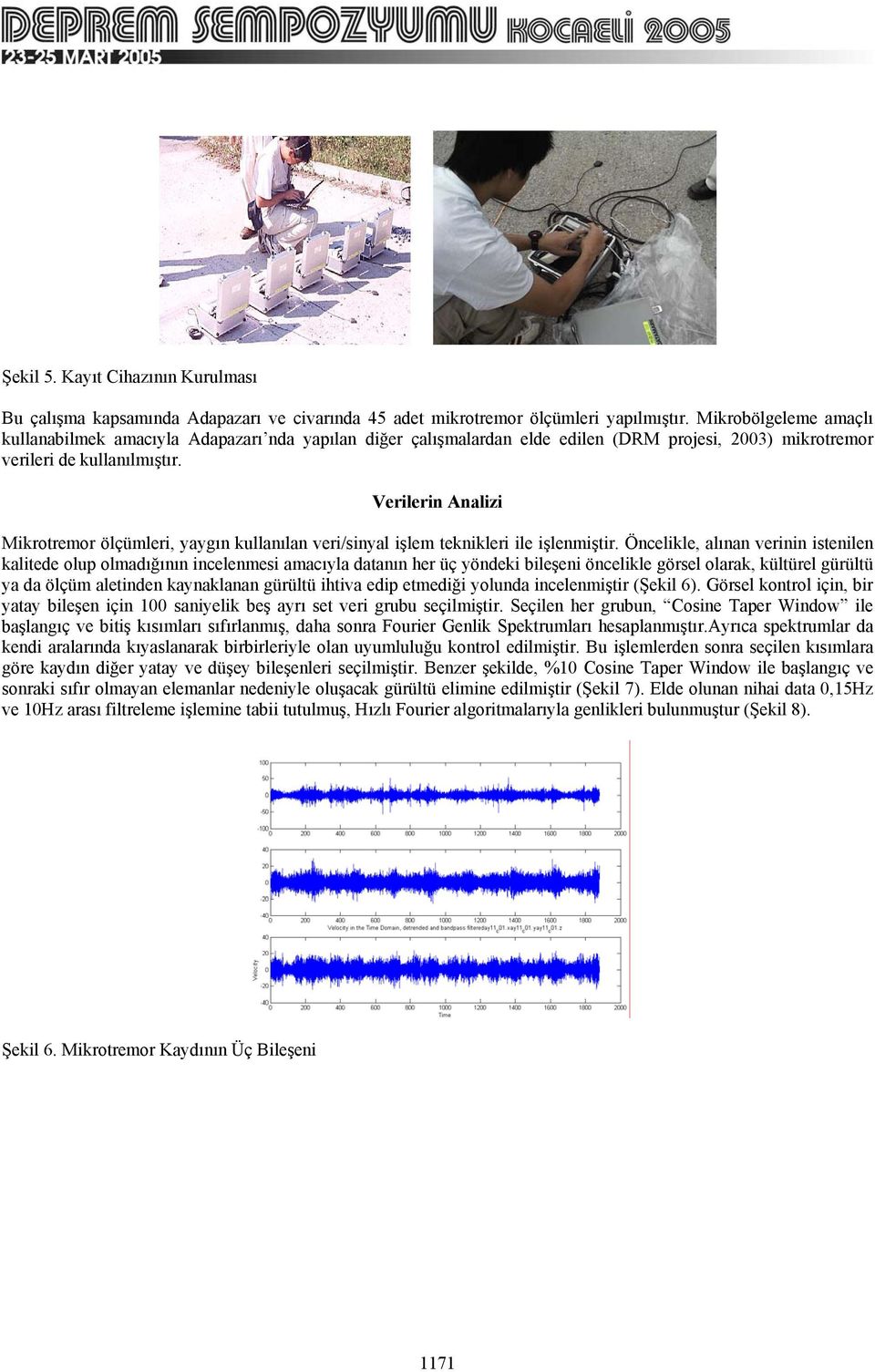 Verilerin Analizi Mikrotremor ölçümleri, yaygın kullanılan veri/sinyal işlem teknikleri ile işlenmiştir.