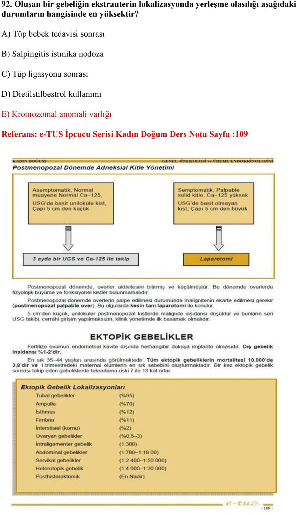 A) Tüp bebek tedavisi sonrası B) Salpingitis istmika nodoza C) Tüp ligasyonu