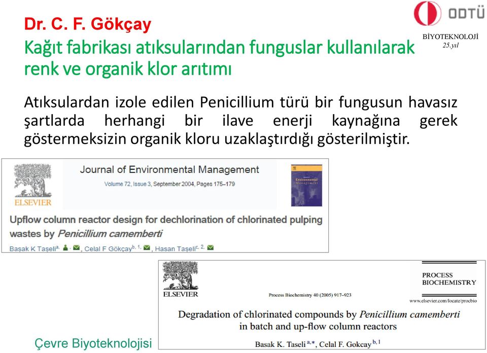 organik klor arıtımı Atıksulardan izole edilen Penicillium türü bir