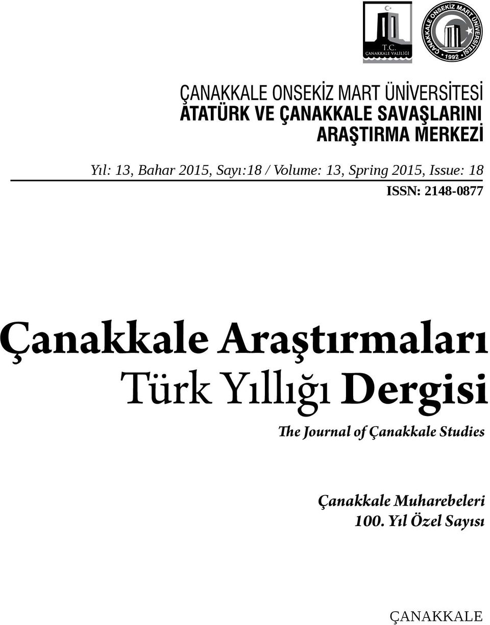 Araştırmaları Türk Yıllığı Dergisi The Journal of