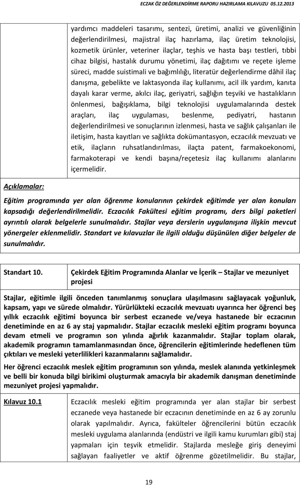 ilaç kullanımı, acil ilk yardım, kanıta dayalı karar verme, akılcı ilaç, geriyatri, sağlığın teşviki ve hastalıkların önlenmesi, bağışıklama, bilgi teknolojisi uygulamalarında destek araçları, ilaç