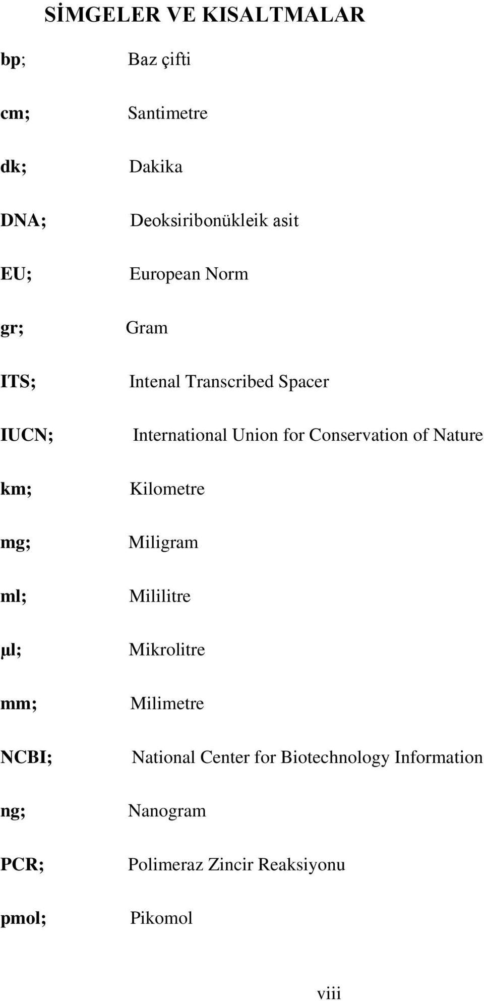 Spacer International Union for Conservation of Nature Kilometre Miligram Mililitre Mikrolitre