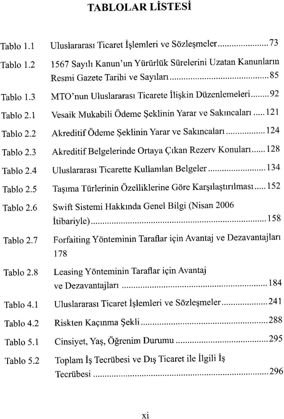 3 Akreditif Belgelerinde Ortaya Çıkan Rezerv Konuları 128 Tablo 2.4 Uluslararası Ticarette Kullanılan Belgeler 134 Tablo 2.5 Taşıma Türlerinin Özelliklerine Göre Karşılaştırılması 152 Tablo 2.