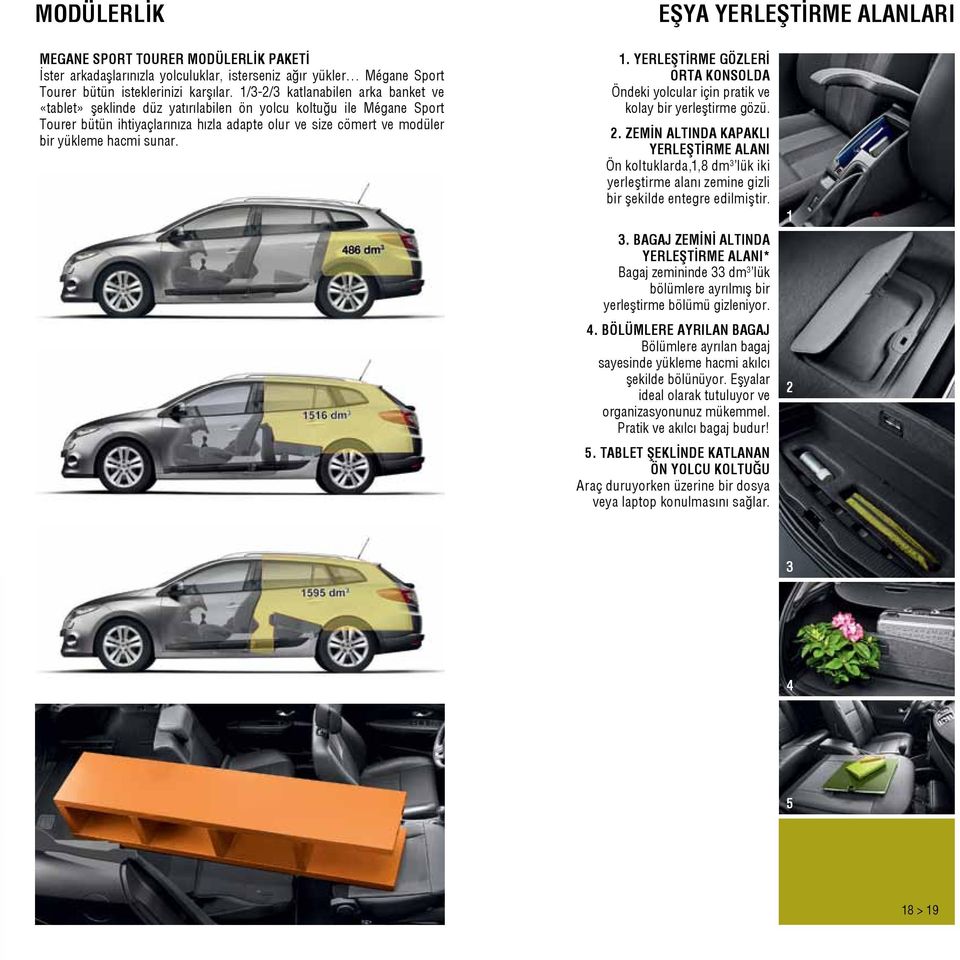 sunar. 1. YERLEŞTİRME GÖZLERİ ORTA KONSOLDA Öndeki yolcular için pratik ve kolay bir yerleştirme gözü. 2.