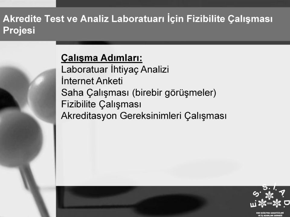 Çalışması (birebir görüşmeler) Fizibilite Çalışması Akreditasyon