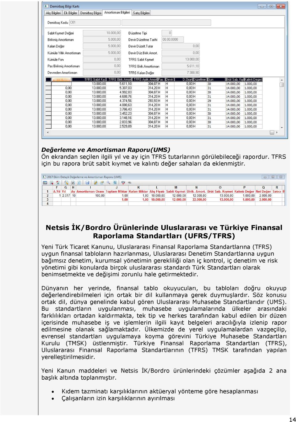 tabloların hazırlanması, Uluslararası Denetim Standartlarına uygun bağımsız denetim, kurumsal yönetimin gerekliliği olan iç kontrol, iç denetim ve risk yönetimi gibi konularda birçok uluslararası