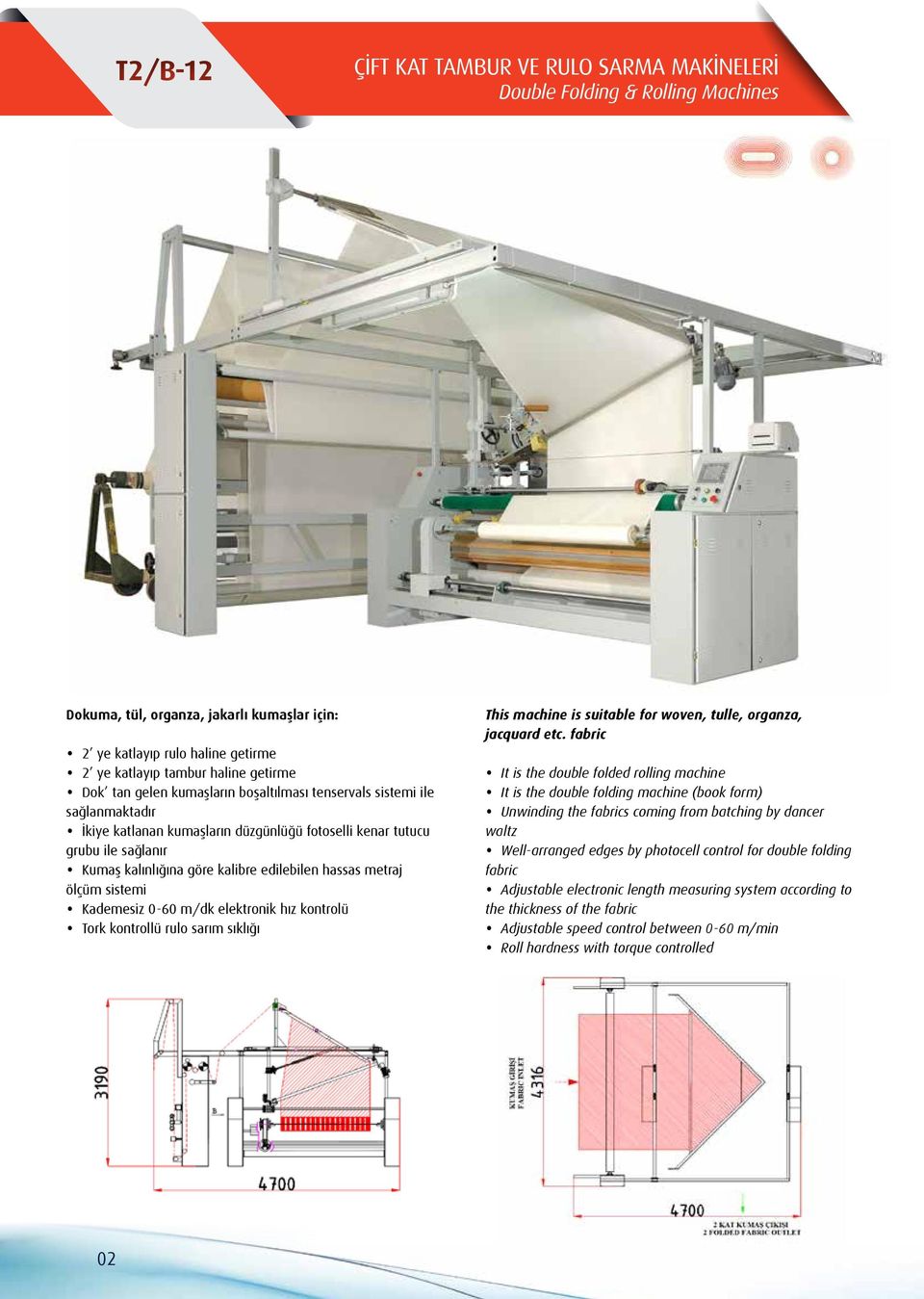 hassas metraj ölçüm sistemi Kademesiz 0-60 m/dk elektronik hız kontrolü Tork kontrollü rulo sarım sıklığı This machine is suitable for woven, tulle, organza, jacquard etc.