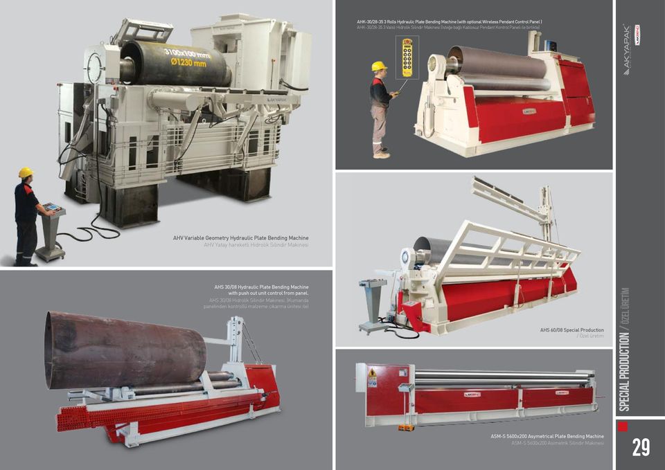 Hydraulic Plate Bending Machine with push out unit control from panel. AHS 30/08 Hidrolik Silindir Makinesi.