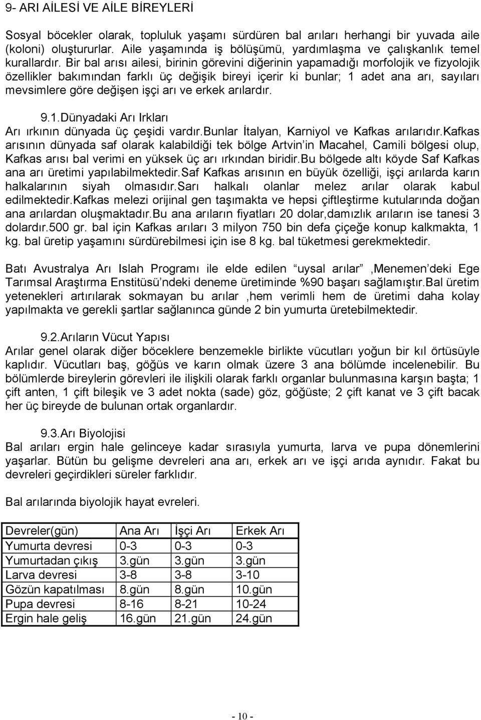 Bir bal arısı ailesi, birinin görevini diğerinin yapamadığı morfolojik ve fizyolojik özellikler bakımından farklı üç değişik bireyi içerir ki bunlar; 1 adet ana arı, sayıları mevsimlere göre değişen