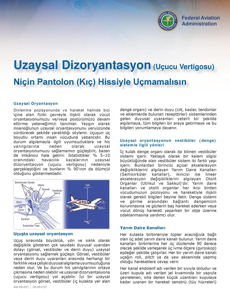 Yaygın olarak insanoğlunun uzaysal oryantasyonunu yeryüzünde sürdürecek şekilde yaratıldığı söylenir. Uçuşun üç boyutlu ortamı insan vücuduna yabancıdır.