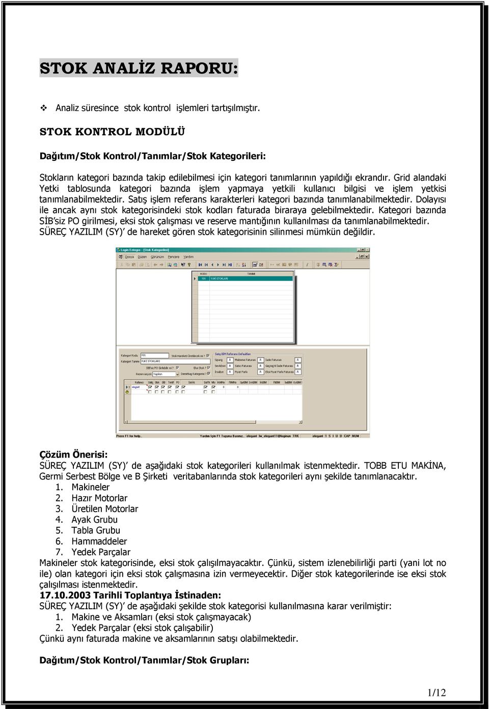 Grid alandaki Yetki tablosunda kategori bazında işlem yapmaya yetkili kullanıcı bilgisi ve işlem yetkisi tanımlanabilmektedir. Satış işlem referans karakterleri kategori bazında tanımlanabilmektedir.