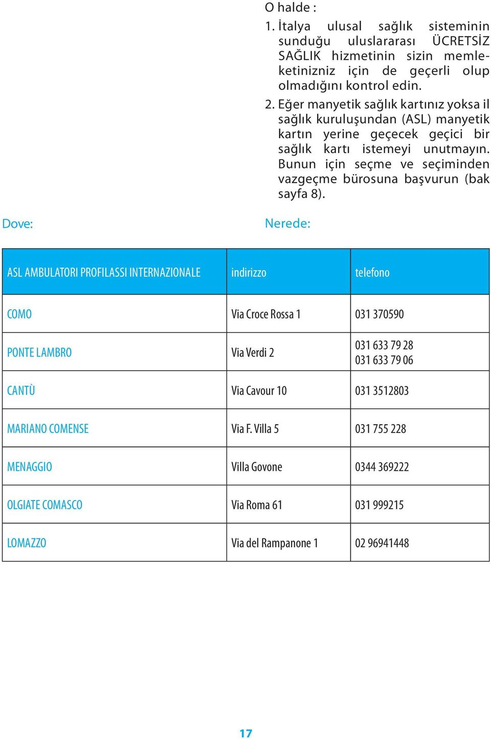 Bunun için seçme ve seçiminden vazgeçme bürosuna başvurun (bak sayfa 8).