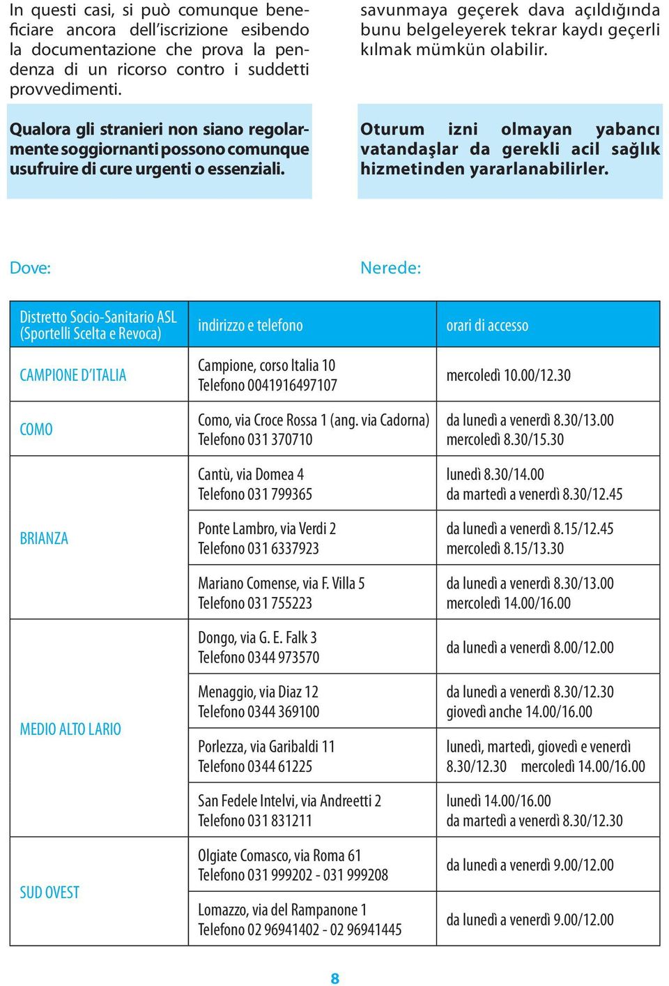 savunmaya geçerek dava açıldığında bunu belgeleyerek tekrar kaydı geçerli kılmak mümkün olabilir. Oturum izni olmayan yabancı vatandaşlar da gerekli acil sağlık hizmetinden yararlanabilirler.