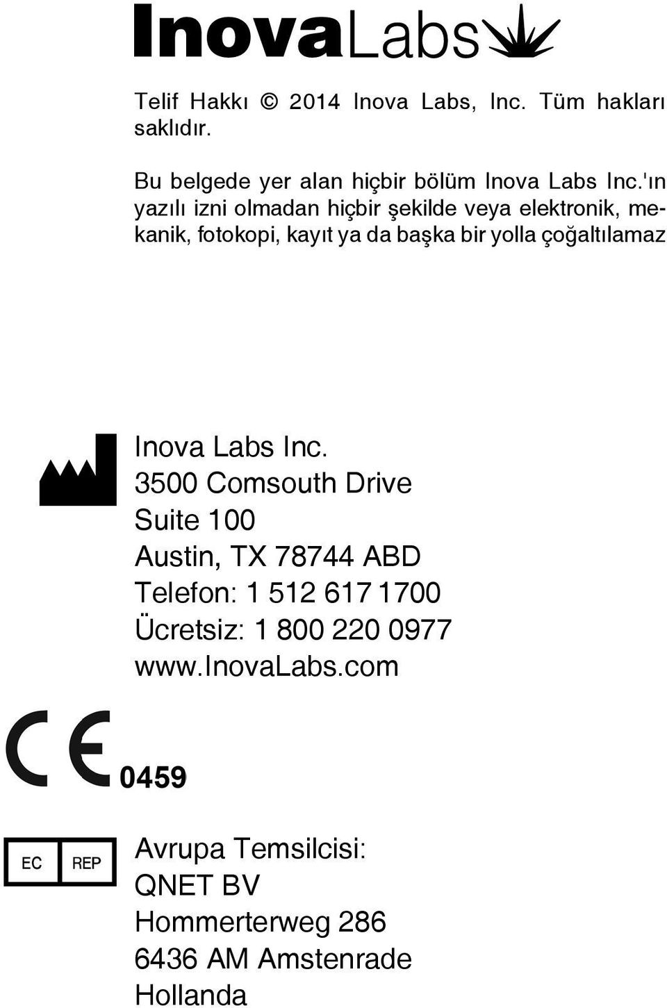 çoğaltılamaz Inova Labs Inc.