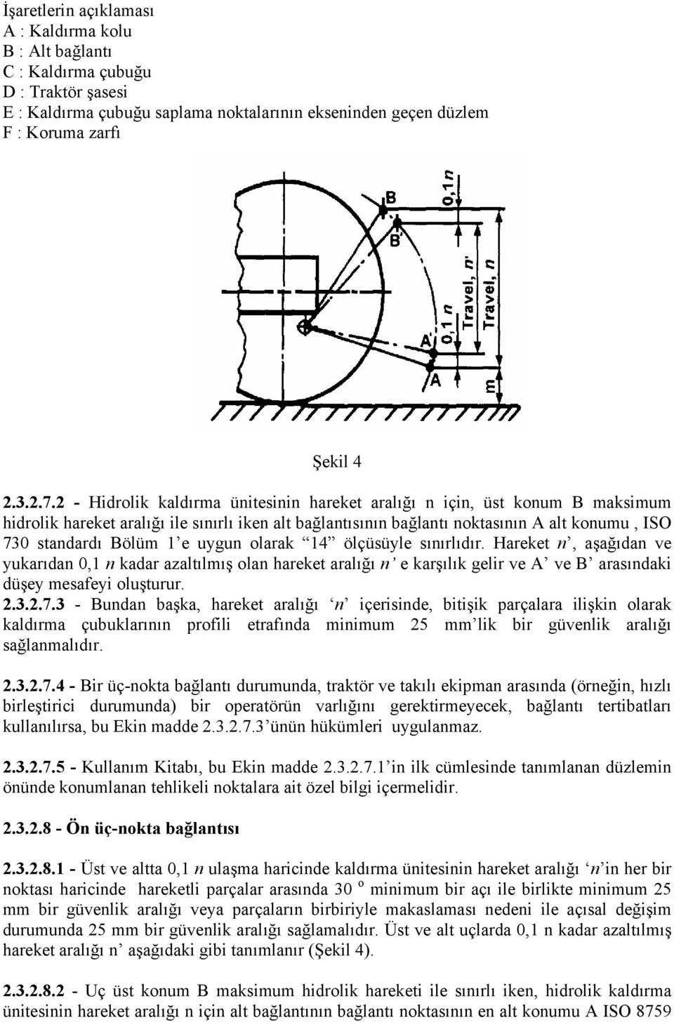 uygun olarak 14 ölçüsüyle sınırlıdır. Hareket n, aşağıdan ve yukarıdan 0,1 n kadar azaltılmış olan hareket aralığı n e karşılık gelir ve A ve B arasındaki düşey mesafeyi oluşturur. 2.3.2.7.